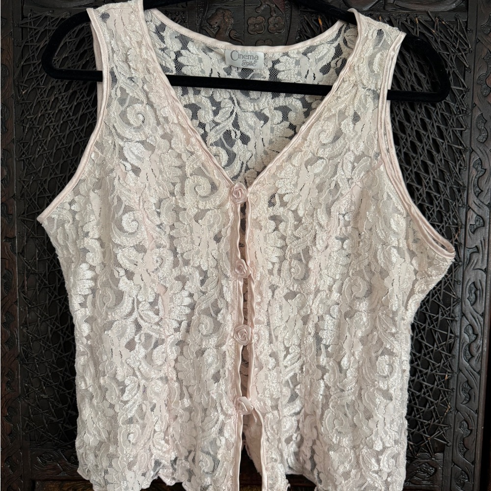 Vintage Cinema Etoile Sheer Lace Top